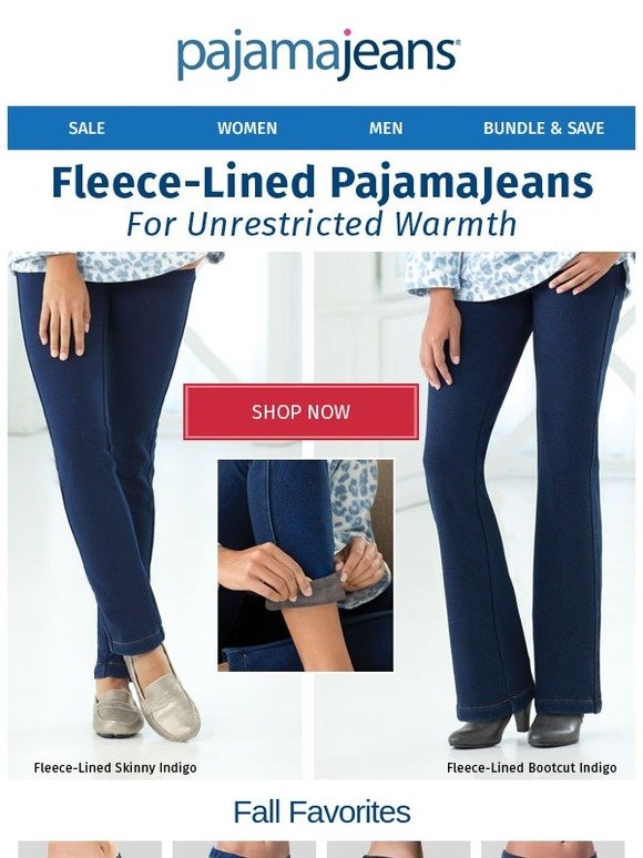fleece lined pajama jeans