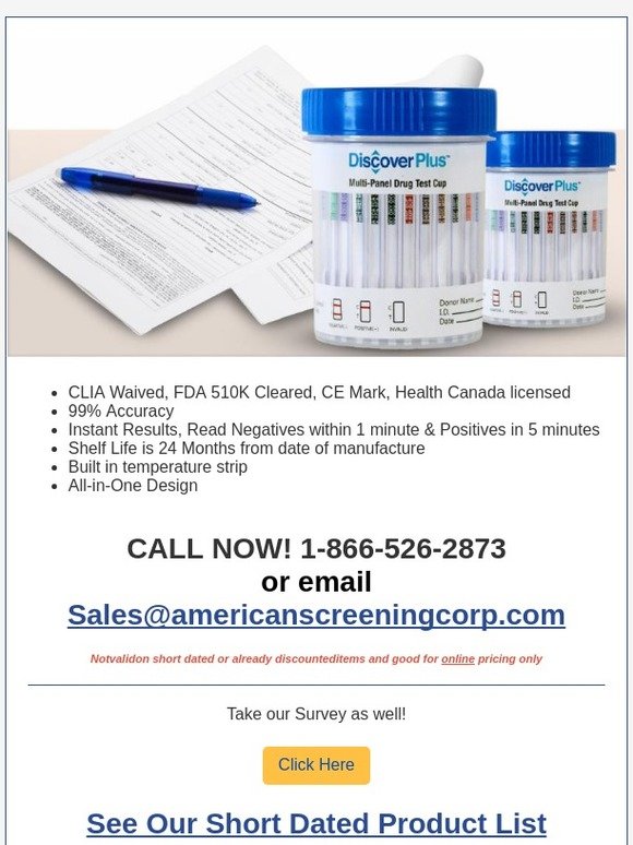 American Screening Corporation Order 25 Drug Test Cups And Receive 25