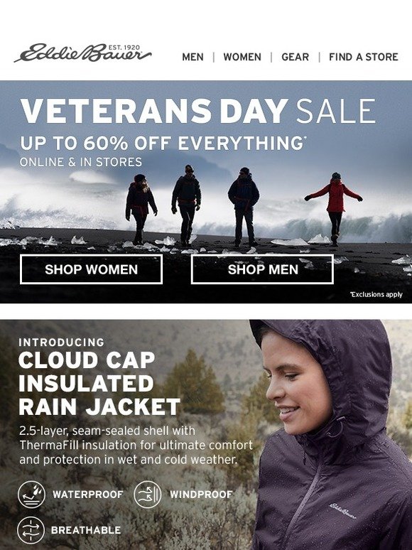 men's cloud cap insulated rain jacket