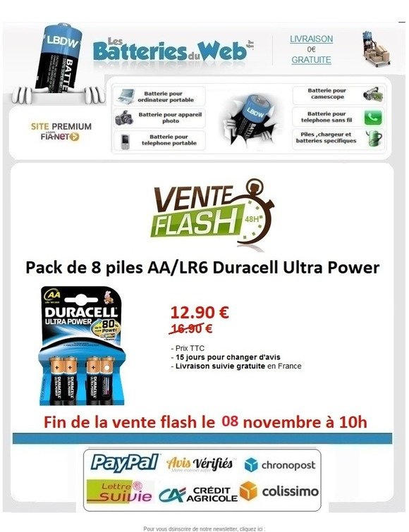 Pack de 8 piles Duracell à -23 % : Vente Flash