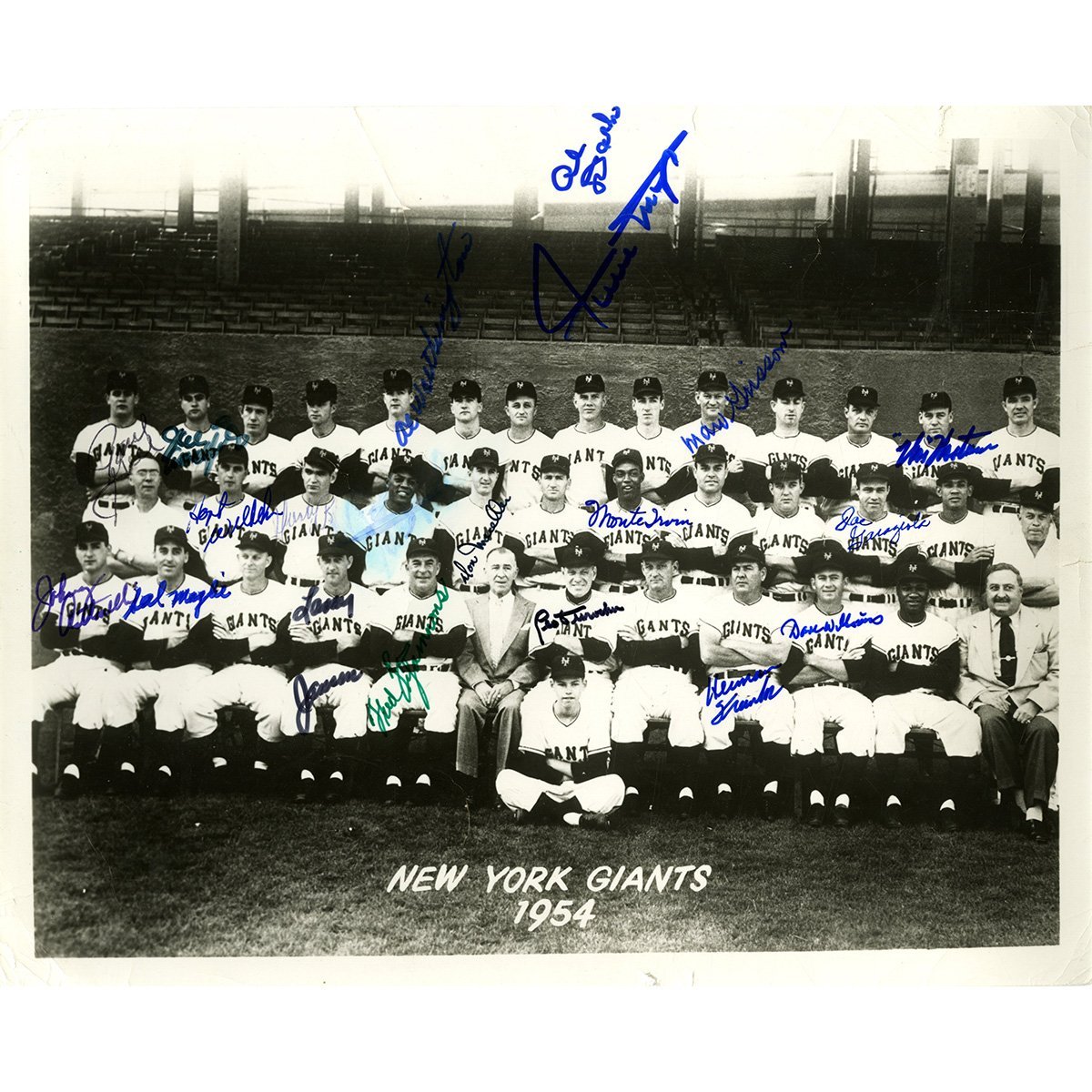 1954 New York Giants Team Signed Ws Champion 19 Sig 8x10 Photo JSA