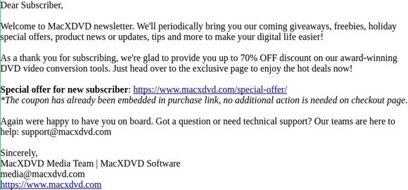 You’ve subscribed MacXDVD Newsletter Successfully! Get 70% OFF Deals Now