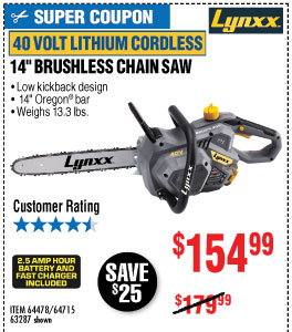 40V Lithium 14 in. Cordless Chain Saw
