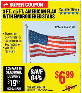 3 Ft. x 5 Ft. American Flag with Embroidered Stars