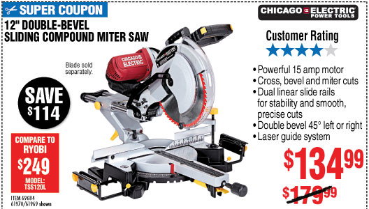 12 in. Double-Bevel Sliding Compound Miter Saw With Laser Guide System