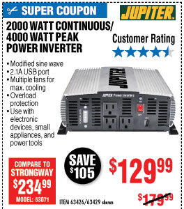 2000 Watt Continuous/4000 Watt Peak Modified Sine Wave Power Inverter
