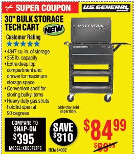 30 in. Bulk Storage Black Tech Cart