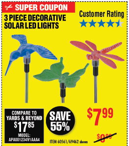 Solar Decorative LED Lights - 3 Pc