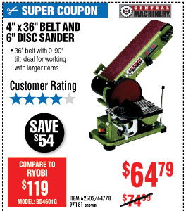 4 in. x 36 in. Belt/6 in. Disc Sander
