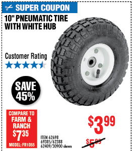 10 in. Pneumatic Tire with White Hub