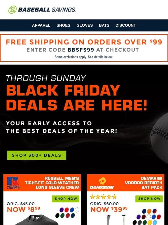 Baseball Savings Black Friday Deals Early Access! Milled