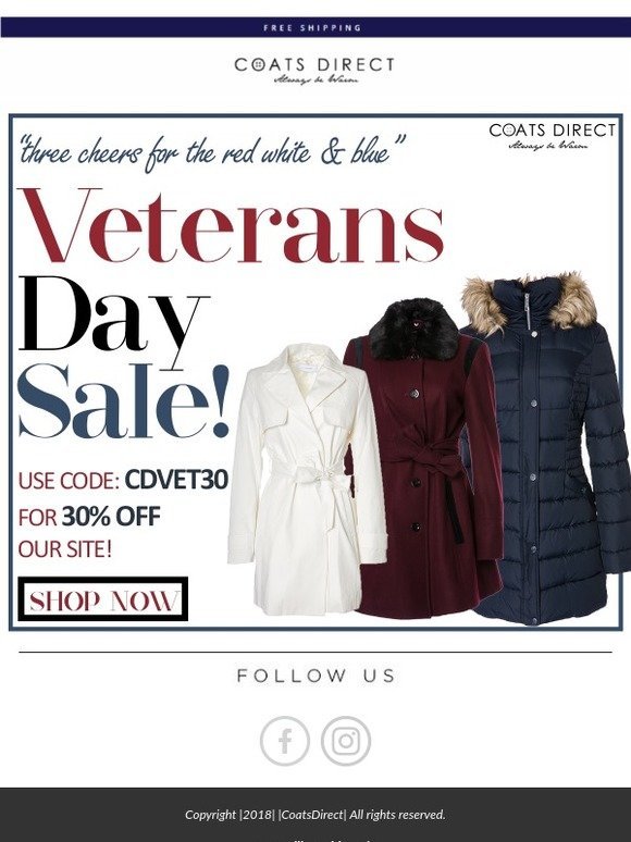 30% off- Veterans Day Sale