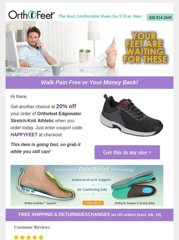 OrthoFeet Last chance Get 20 off Orthofeet Edgewater StretchKnit