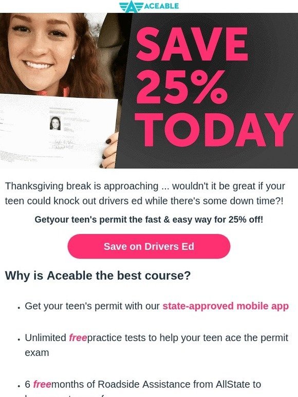Knock out drivers ed (& get 25% off TODAY!)