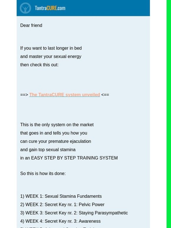 The TantraCURE System Unveiled - Super Sexual Stamina
