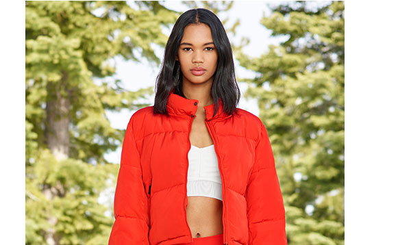 alo yoga red puffer jacket