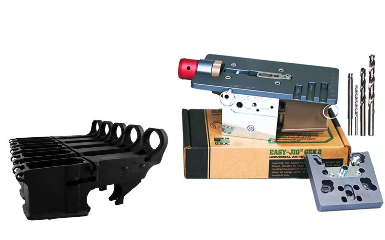 Image of 80% Lowers Fire/Safe (5-pack) & Easy Jig Gen 2 with Tooling - (AR-15 / AR-9)