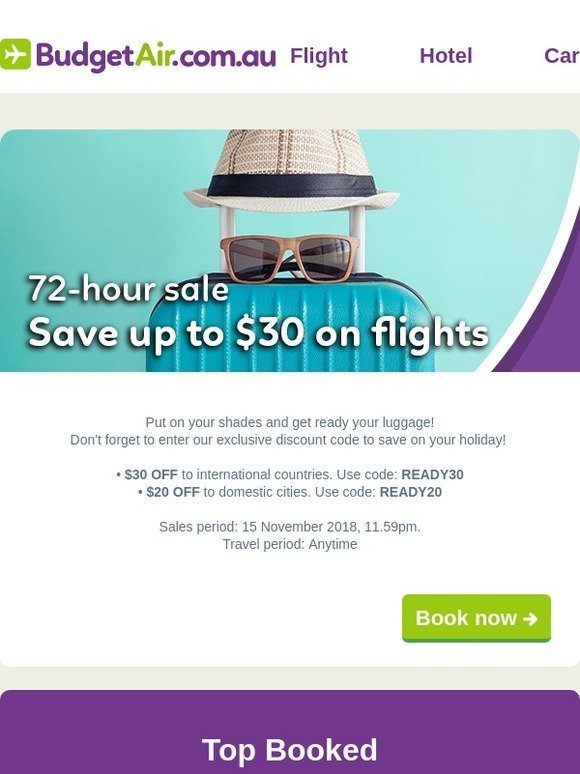 ✈️72-hr sale | Save up to $30 flight OFF & get ready to fly