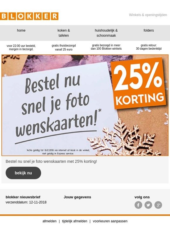 -25% korting op foto wenskaarten