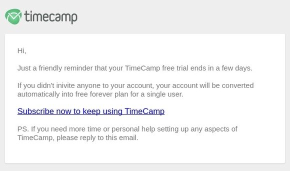 Don't let your TimeCamp trial expire