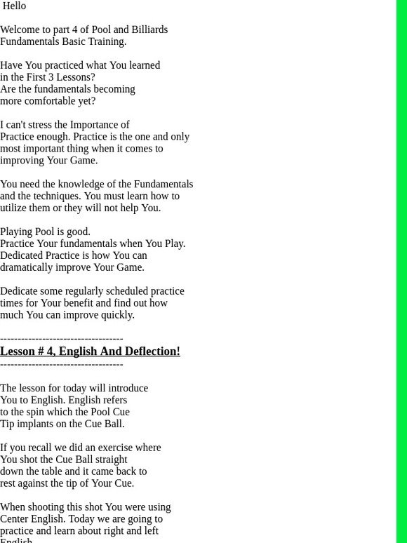 Basic Pool- Billiards Instruction Installment 4