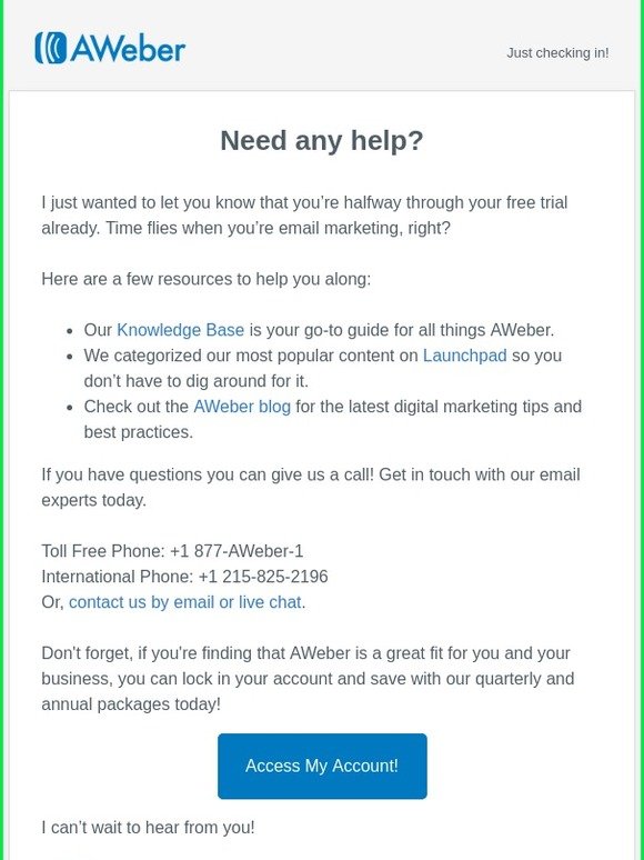 You're halfway through your free trial!