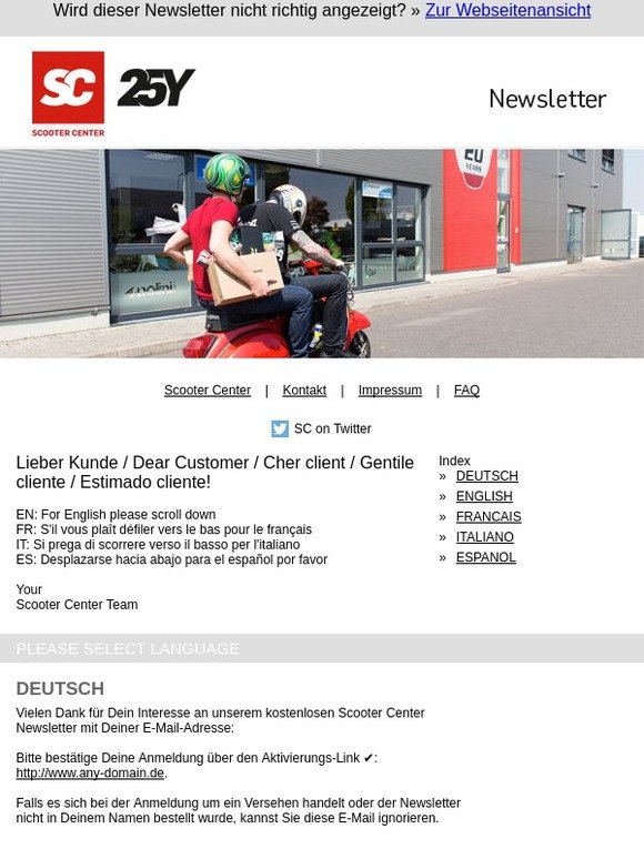 Scooter Center Newsletter OptionIn ✔