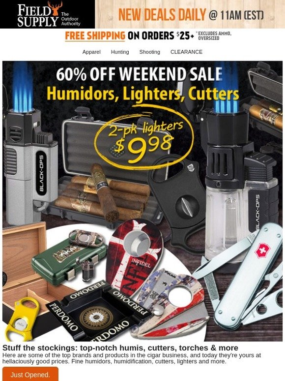 Field Supply On sale now tools of the cigar trade. Humidors, torches