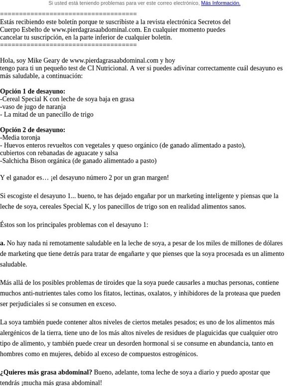 Cuál desayuno es el más sano, prueba de CI Nutricional