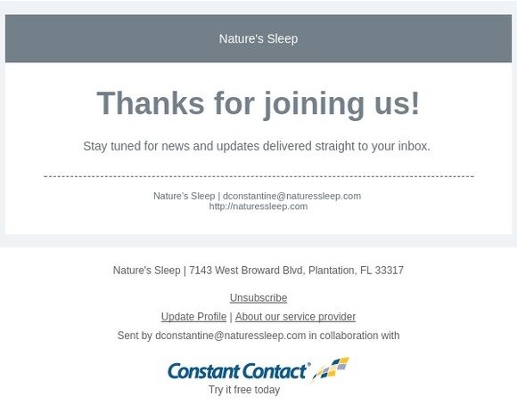 Welcome to Nature's Sleep