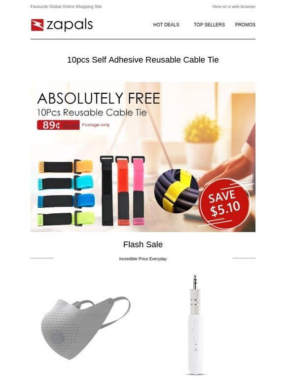 1000 Stocks Limited - $0.89 Self Adhesive 10PCS Cable Ties | $1.99 Wireless Earphones; X96 Mini 2G+16G TV Box Sale $29 via App and More