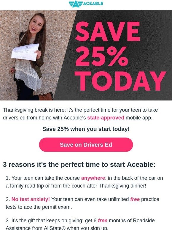 3 reasons it's the *perfect* time  to start drivers ed (PLUS: 25% OFF!)
