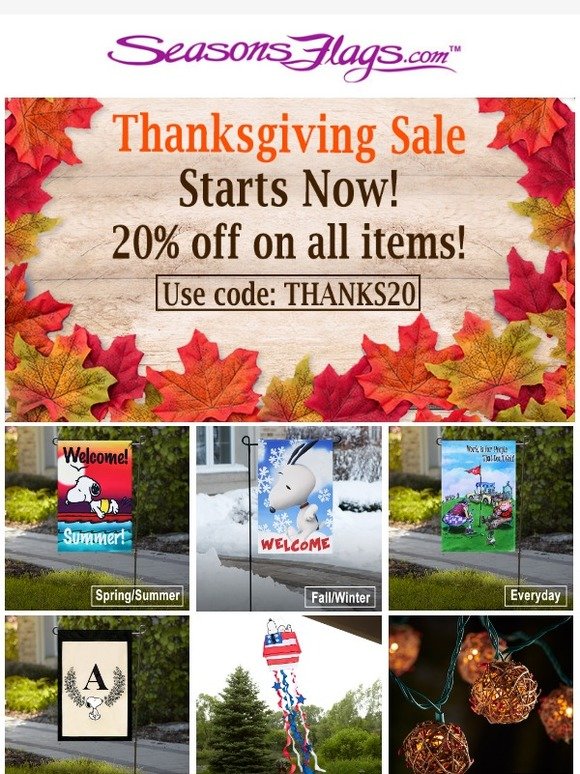 Thanksgiving Sale Starts Now!