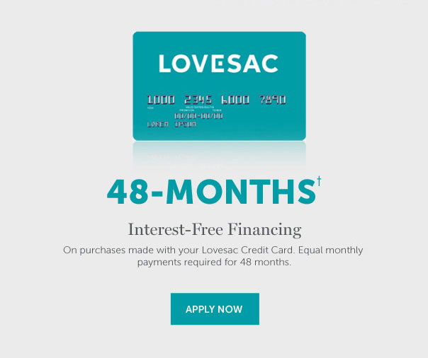 48-Months Interest-Free Financing | On purchases made with your Lovesac Credit Card. Equal monthly payments required for 48 months. | APPLY NOW >>