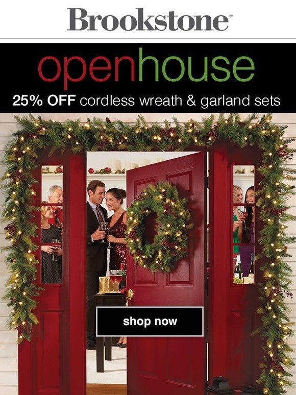 Brookstone 25 OFF Cordless Pre Lit Wreath Garland Sets Milled