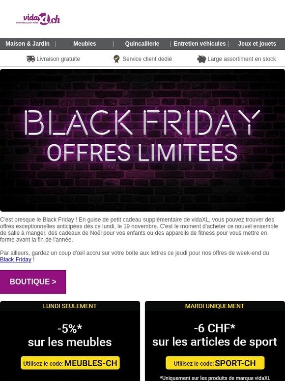 Offres anticipées de Black Friday