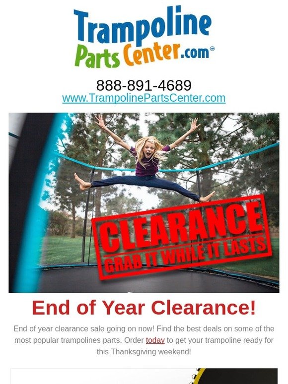 Clearance Trampoline Parts for Thanksgiving Weekend