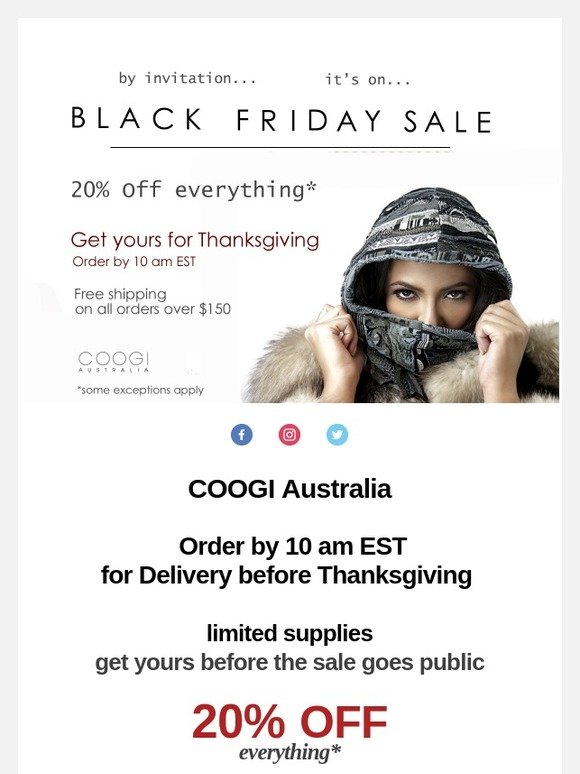 COOGI members Black Friday Sale - Get yours for Thanksgiving