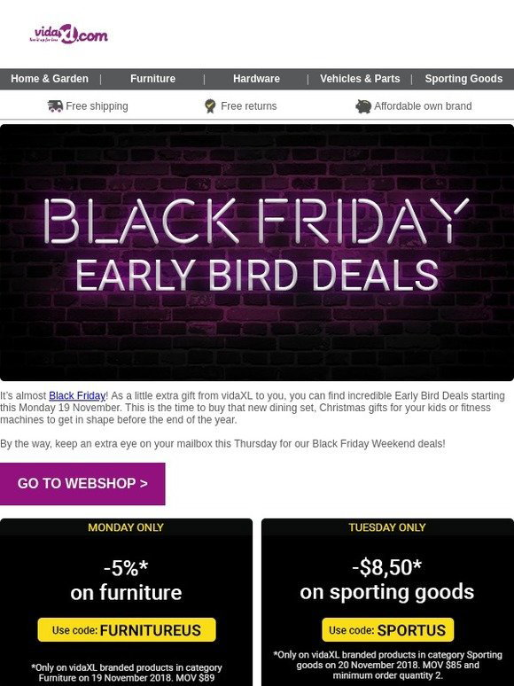 geur Rusteloos Onderhoudbaar vidaxl.com: Black Friday Early Bird Deals | Milled