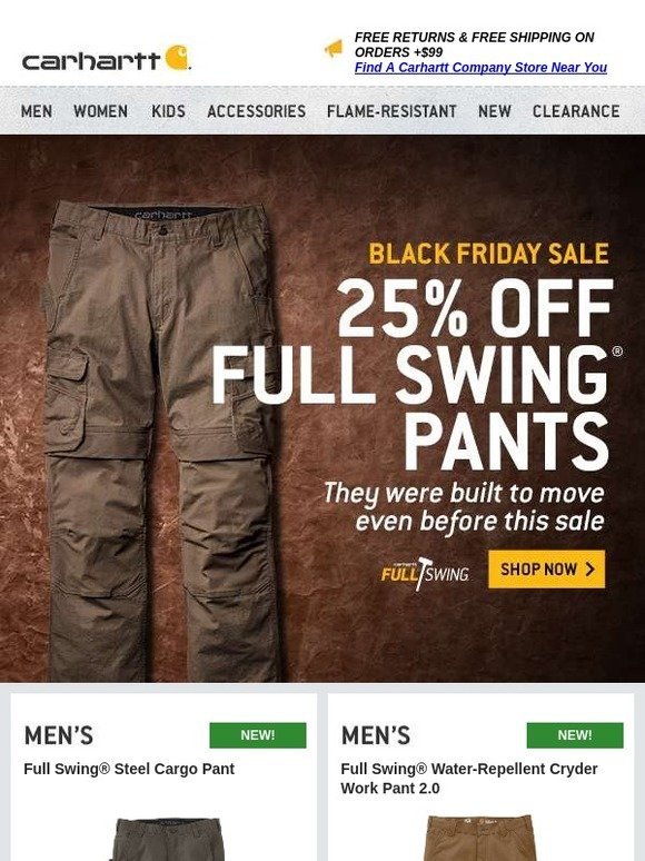 Carhartt: Black Friday Sale: 25% off Full Swing Pants | Milled