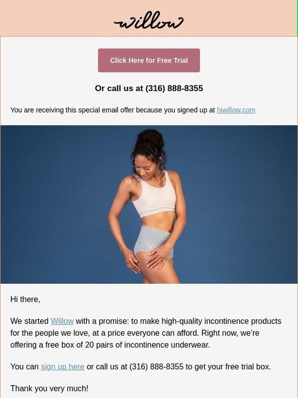 Incontinence Underwear Free Trial Offer