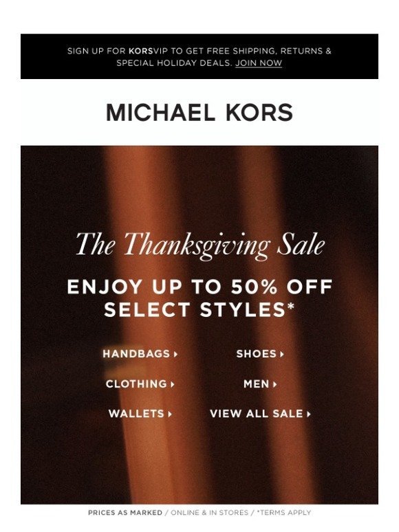 michael kors thanksgiving sale 2018