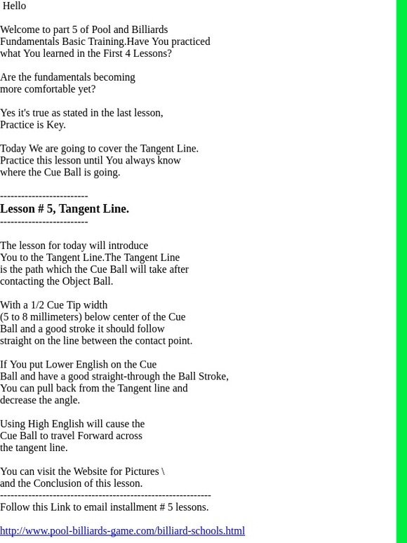 Basic Pool- Billiards Instruction Installment 5
