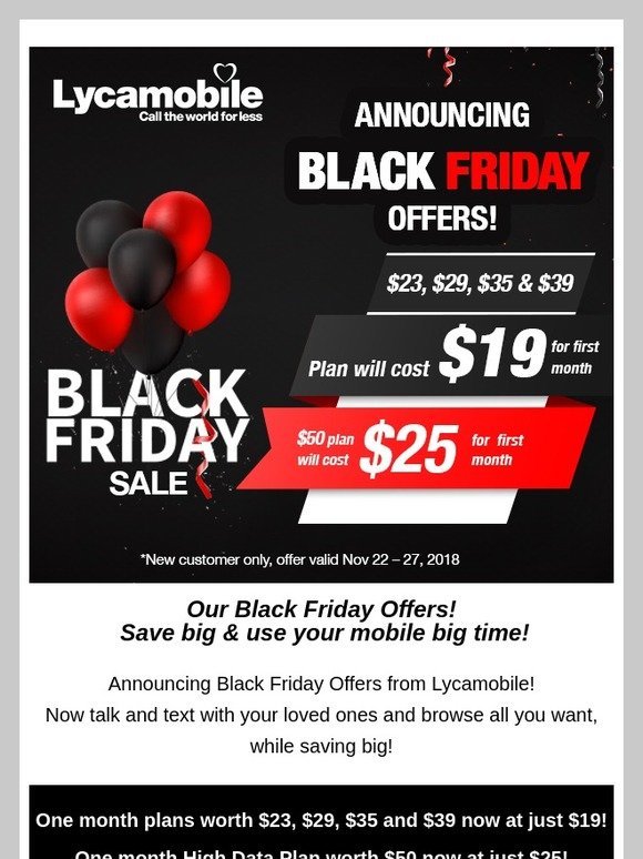 Lycamobile USA Announcing supersaver Black Friday deals! Milled