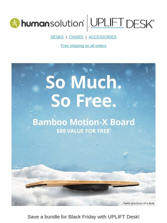 thehumansolution UPLIFT Desk + Black Friday Free MotionX Board, Desk