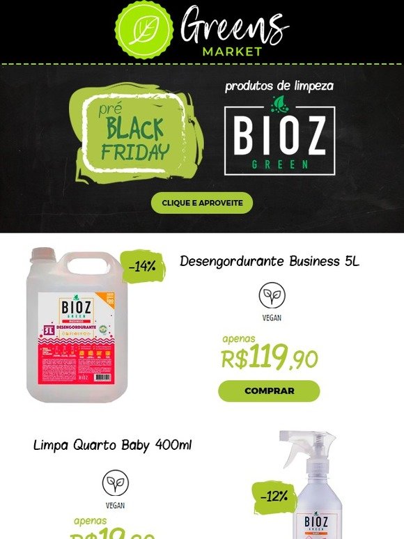 Produtos de limpeza Biodegradáveis e Hipoalergênicos é no Greens Market