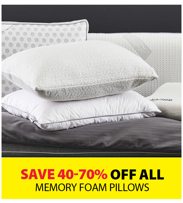 Save 40-70% off ALL Memory Foam Pillows
