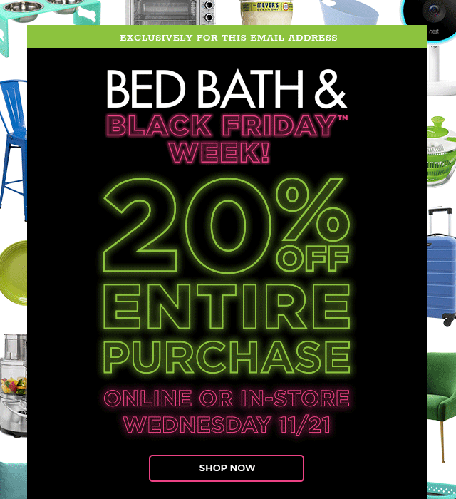 Bed Bath & Beyond ⏱️ 20 off your ENTIRE PURCHASE is finally here! ⏱️