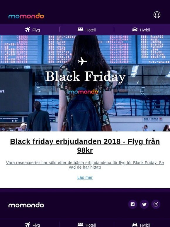 Momondo Se Black Friday Erbjudanden 2018 Flyg Fran 98 Kr Milled