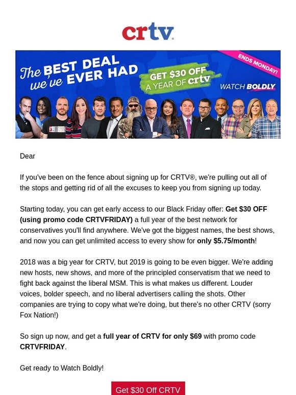 The Biggest Sale of the Year on CRTV